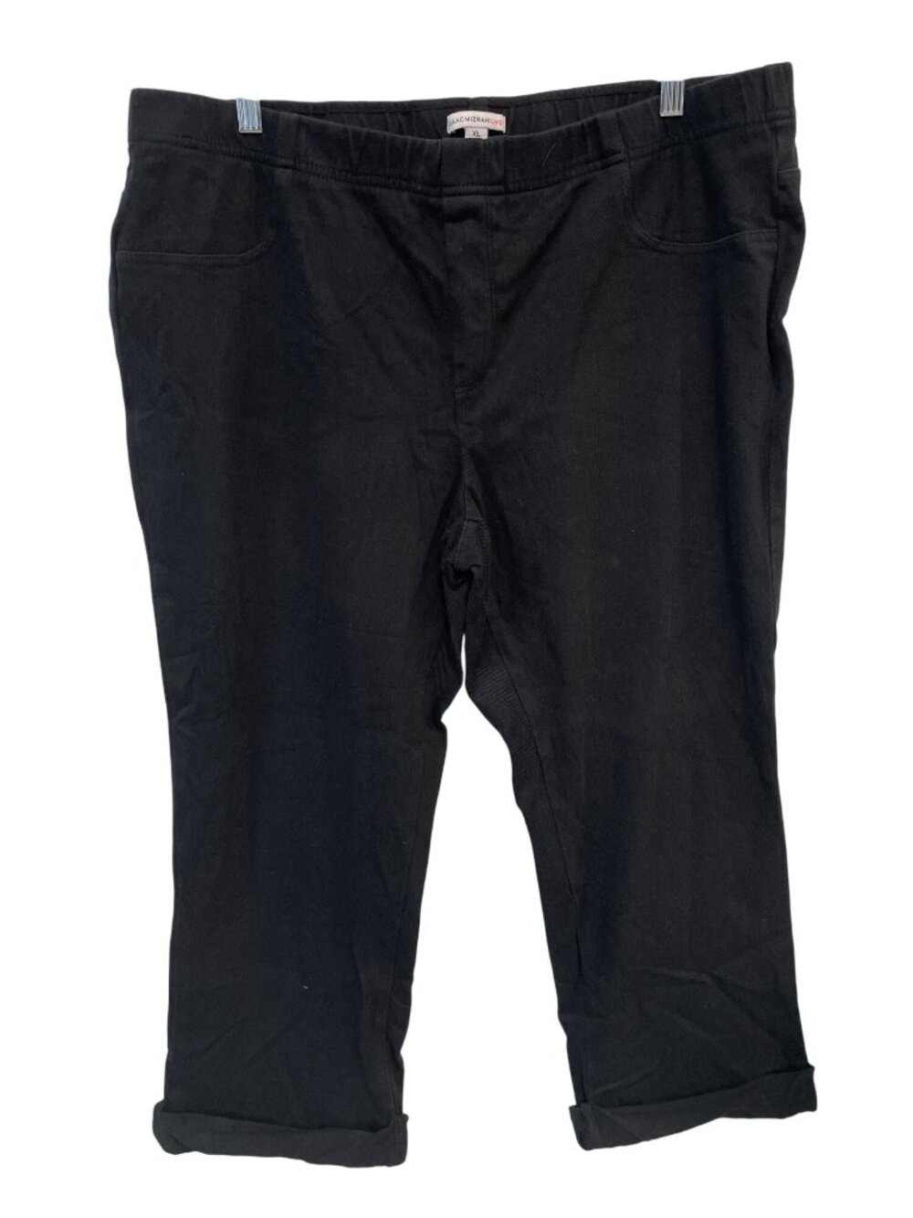 Isaac Mizrahi Live Crop Jeans XL Regular Knit Denim Crop Capris Black Timeless